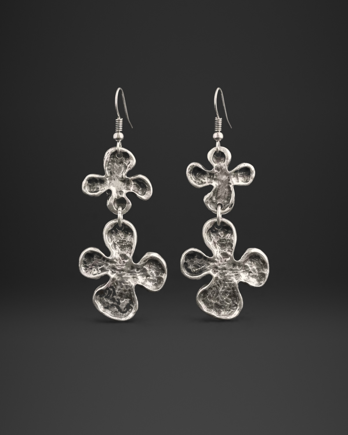 Hammered Clover Drop Earrings