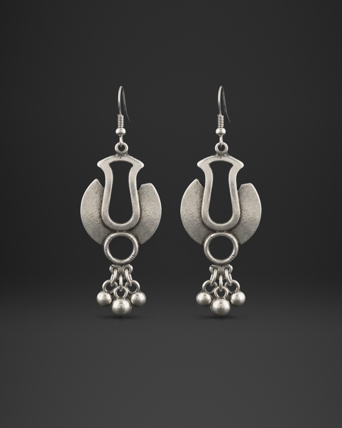 Tribal Arch Ring Ball Fringe Earrings