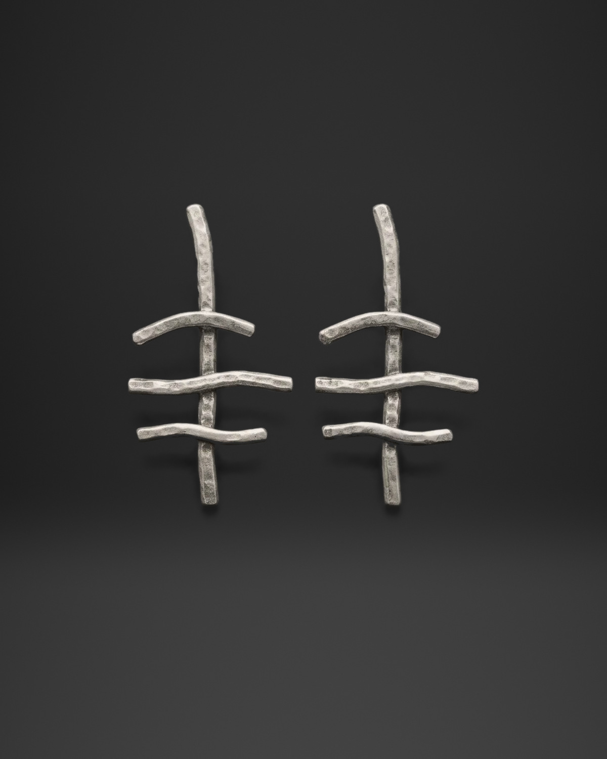 Hammered Branch Bar Stud Earrings