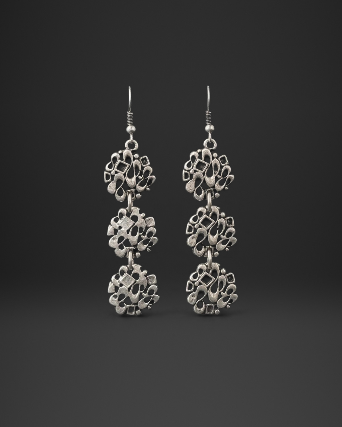 Openwork Bubble Disc Cascade Earrings
