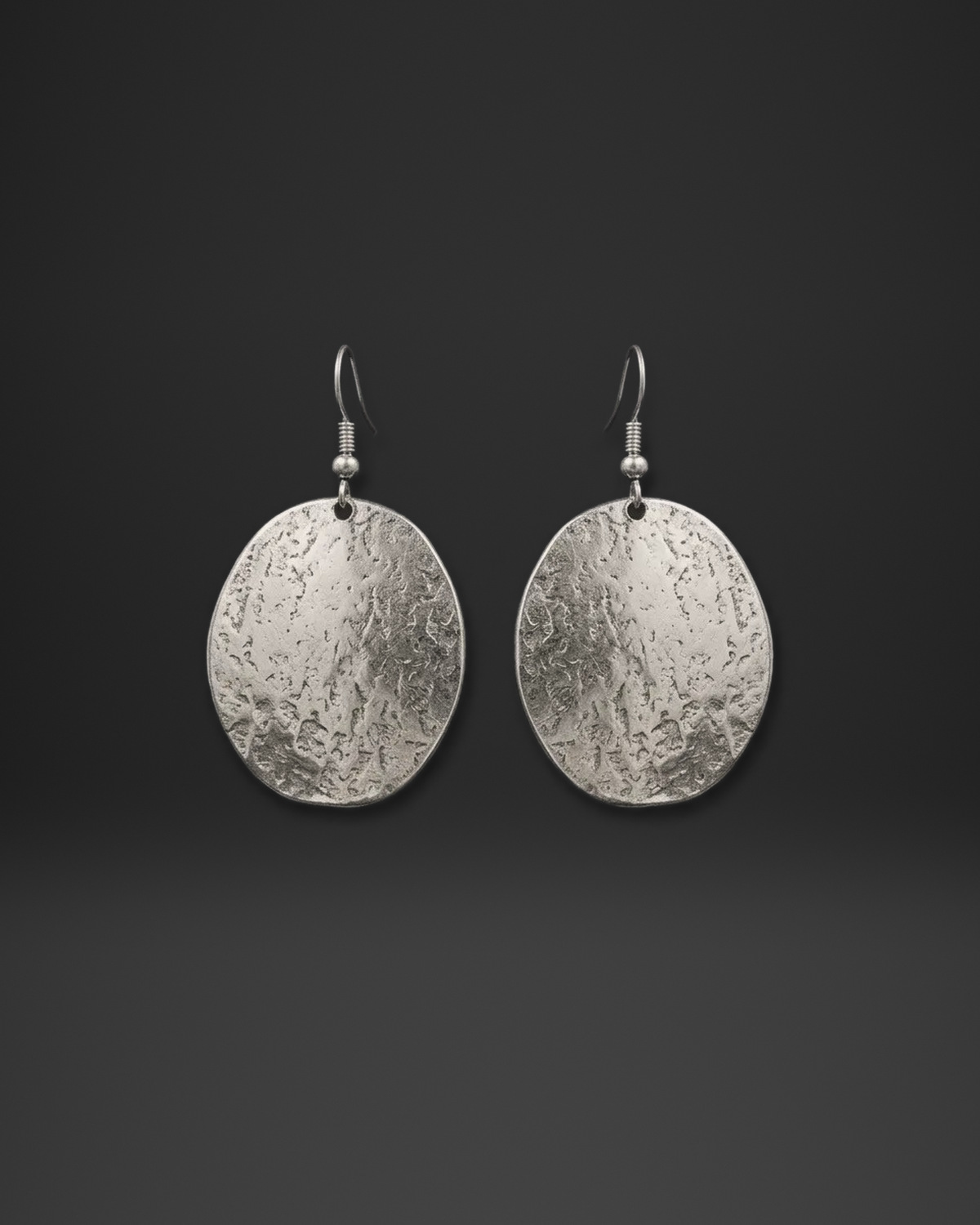 Textured Oval Disc Earrings