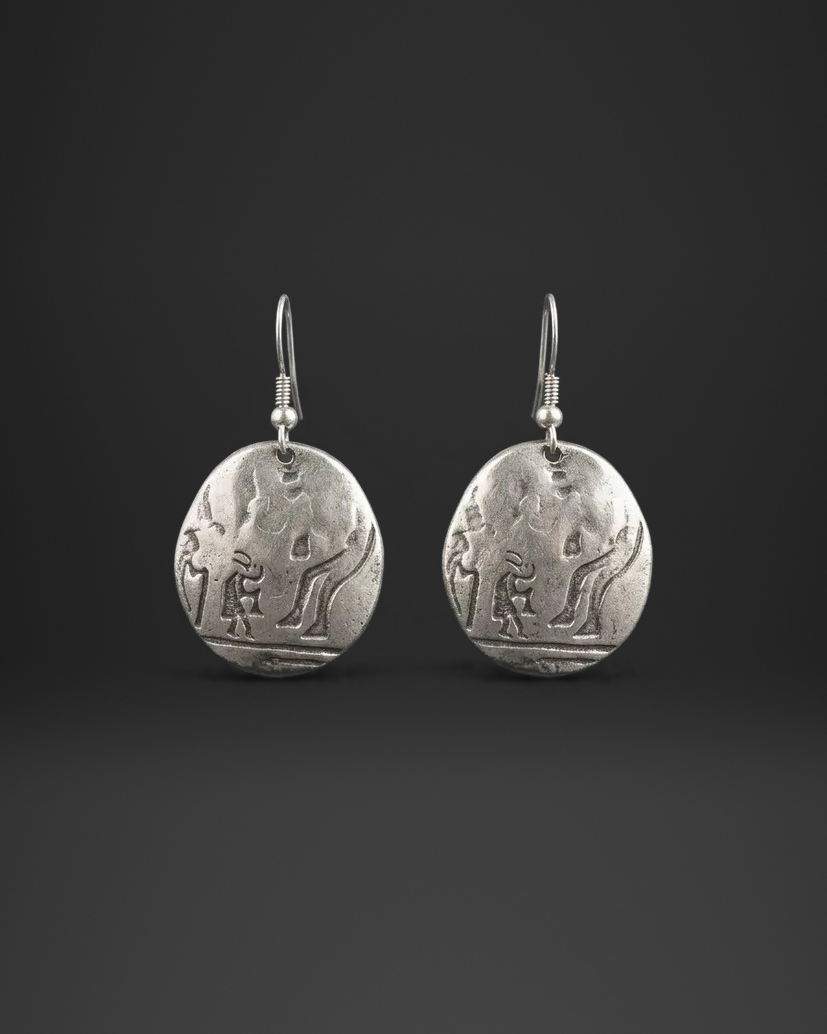 Petroglyph Figure Disc Earrings