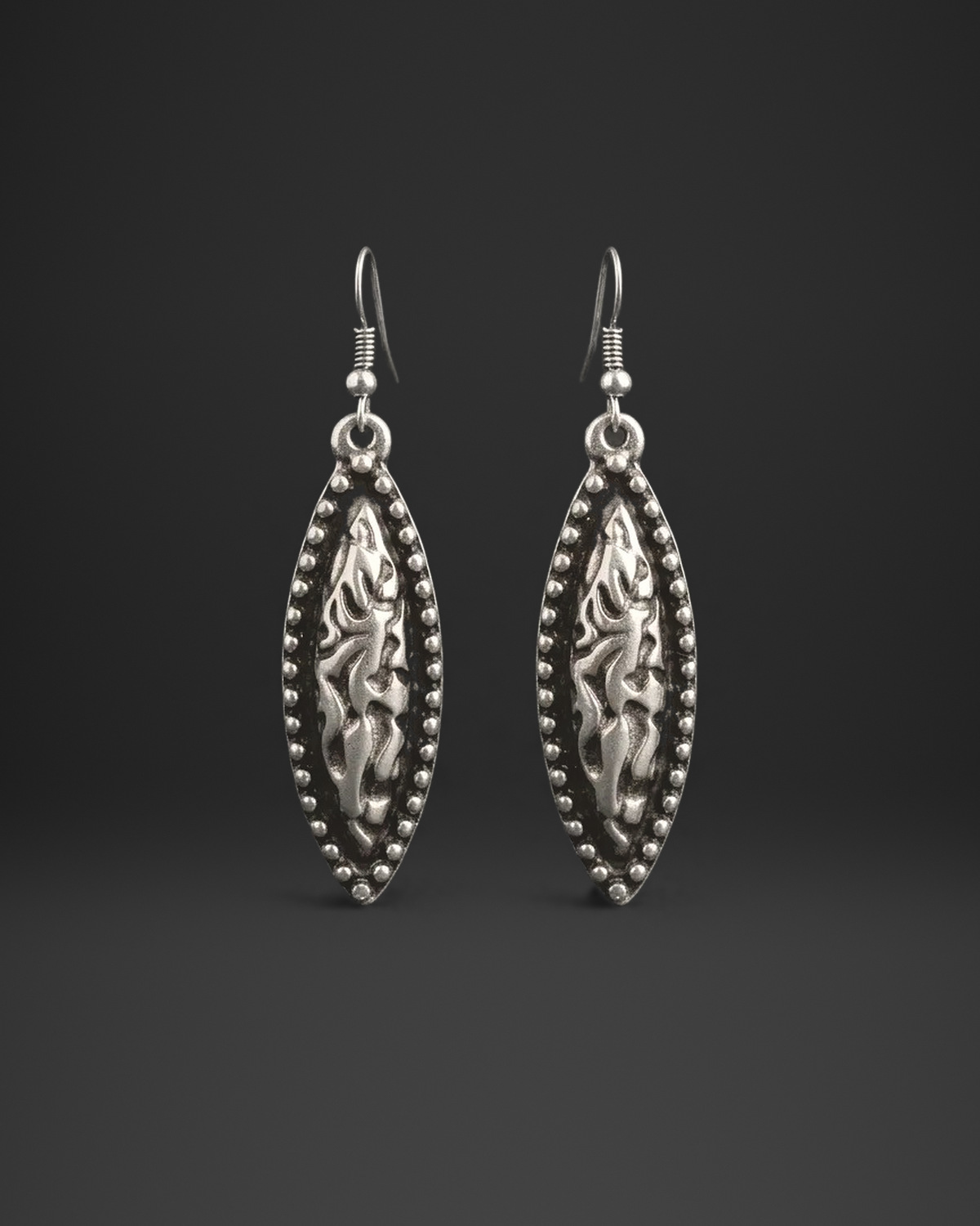 Beaded Marquise Frame Earrings