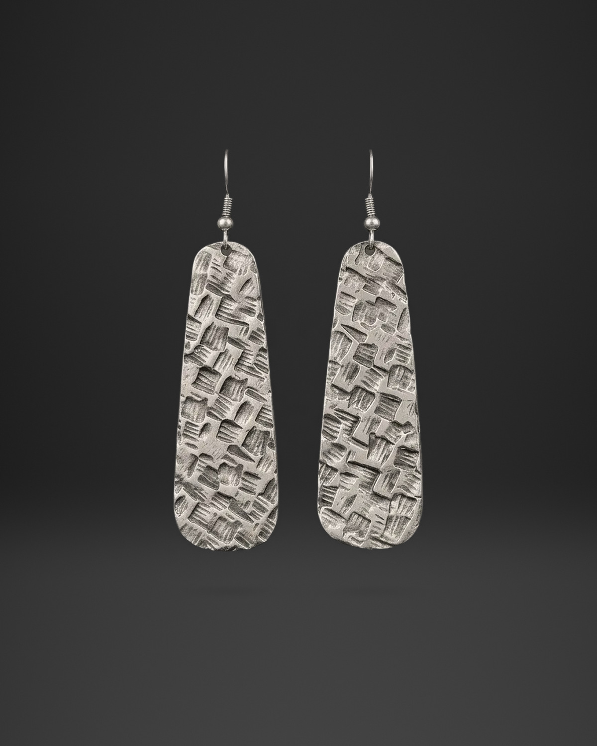 Basket Texture Long Paddle Earrings