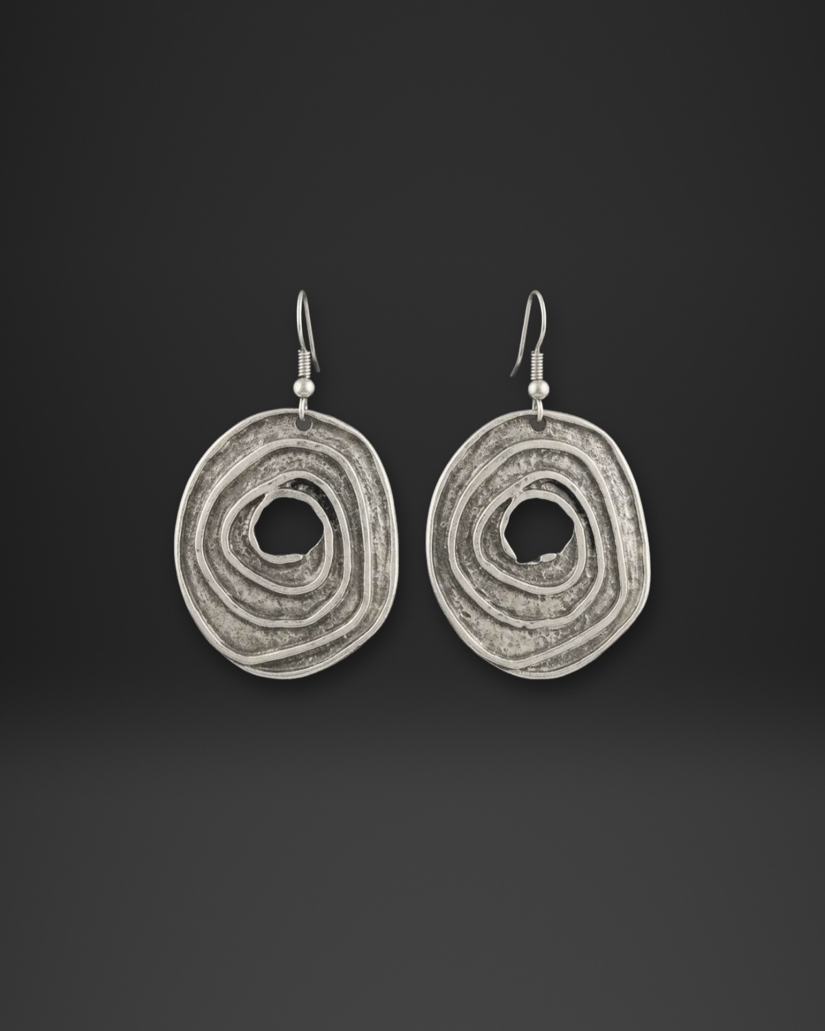 Organic Wire Spiral Disc Earrings