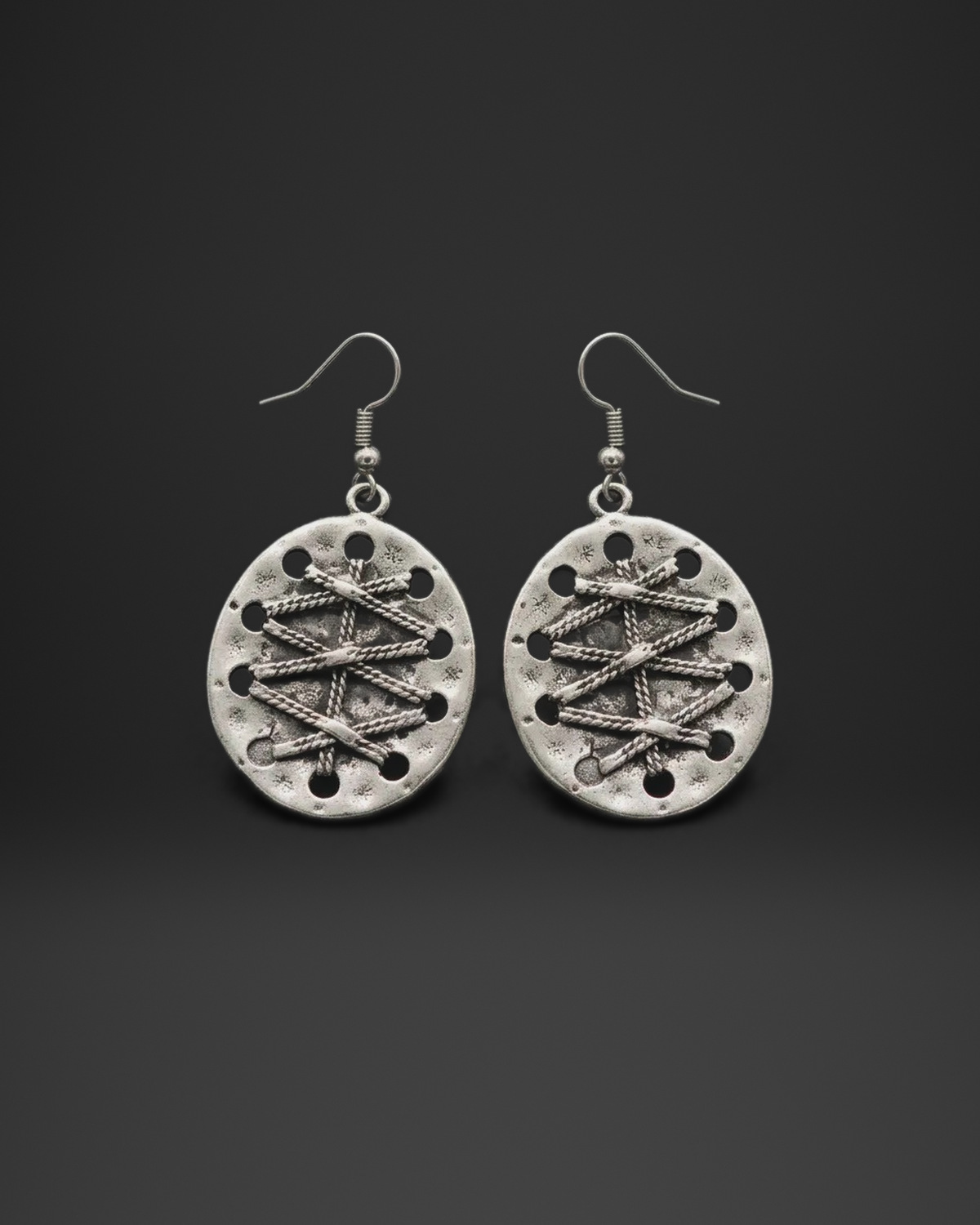 Laced Rope Oval Earrings