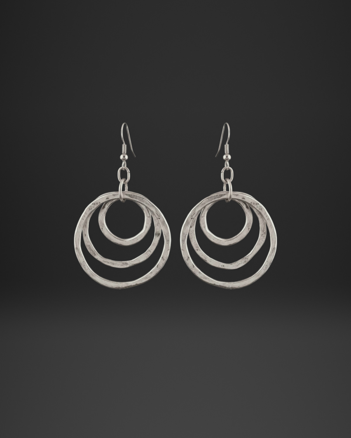 Triple Hammered Ring Earrings