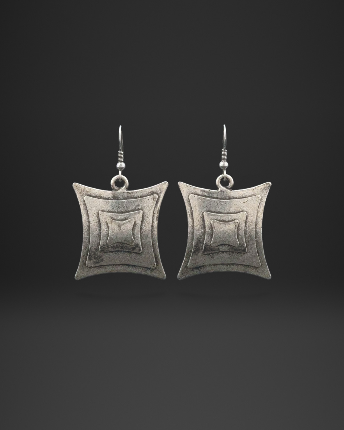 Stepped Concave Square Earrings