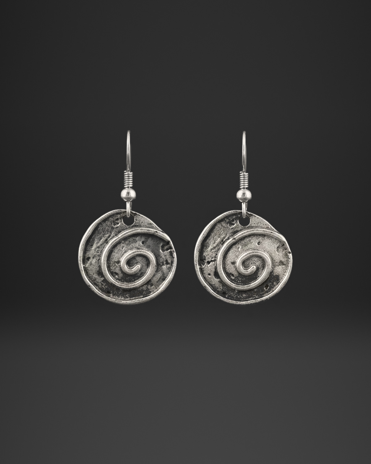 Organic Spiral Disc Earrings