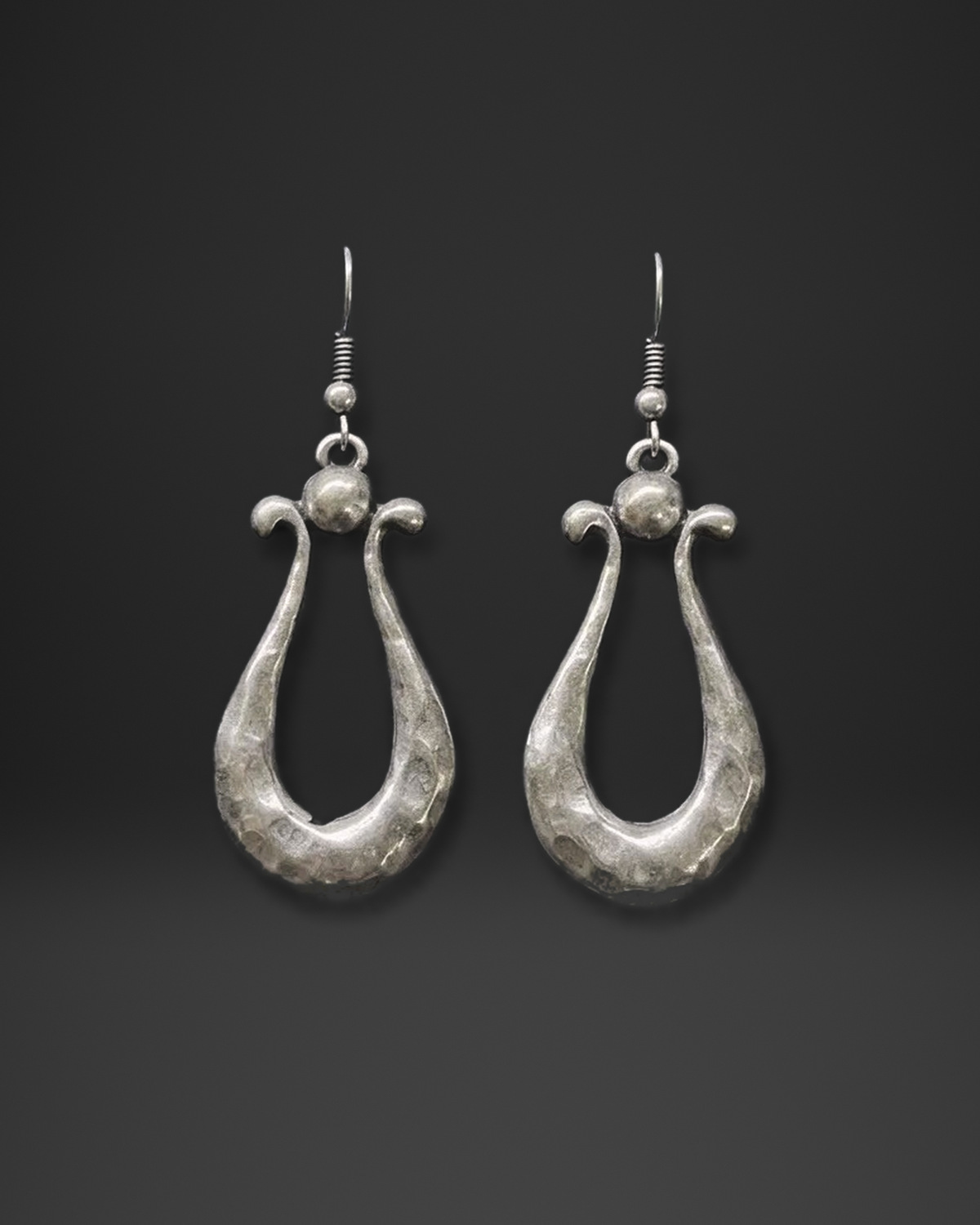 Hammered Horseshoe Ball Earrings