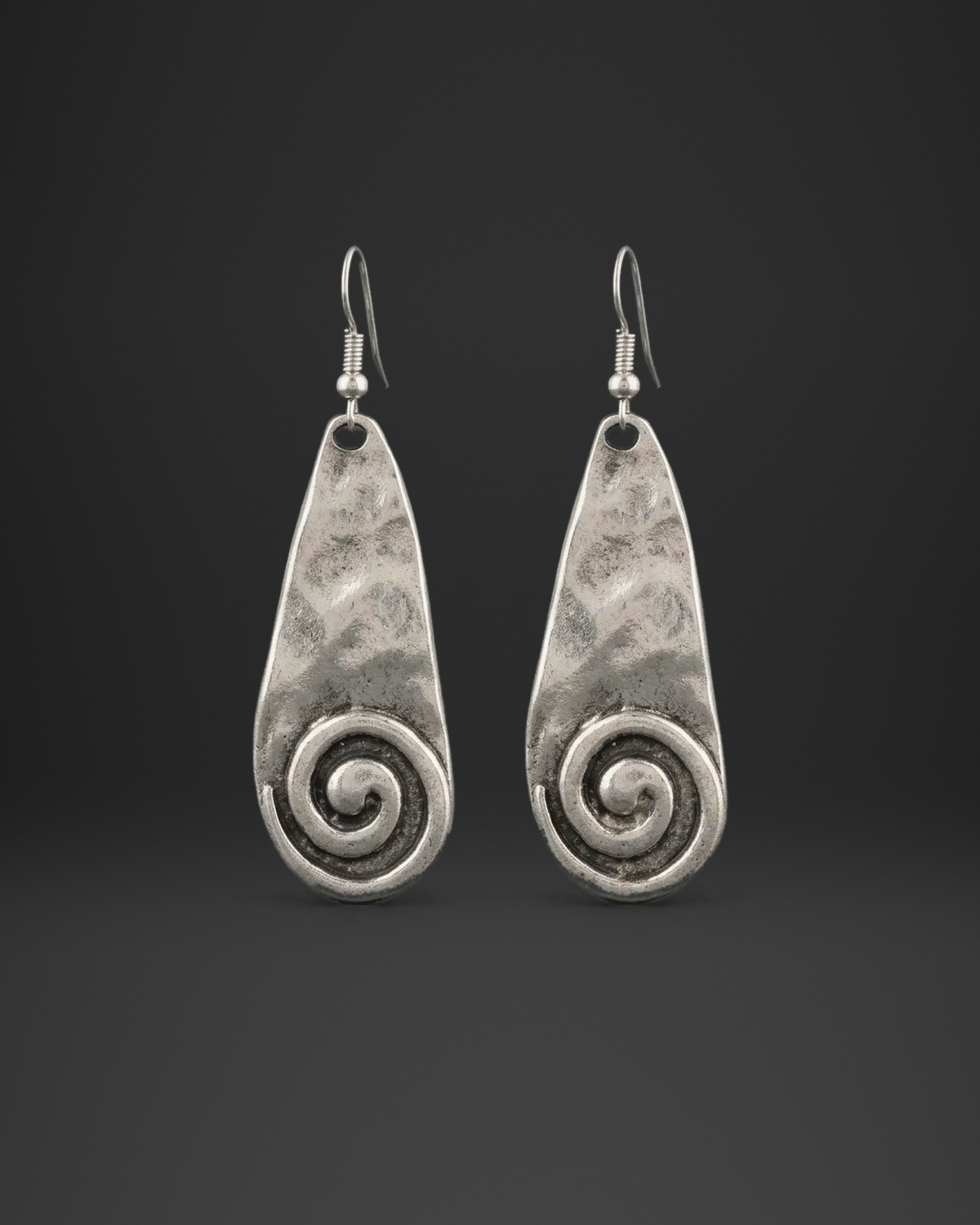 Hammered Spiral Paddle Earrings