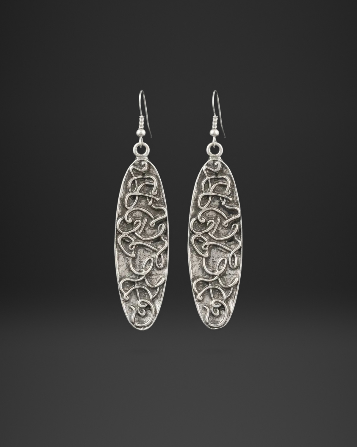 Celtic Knot Long Oval Earrings