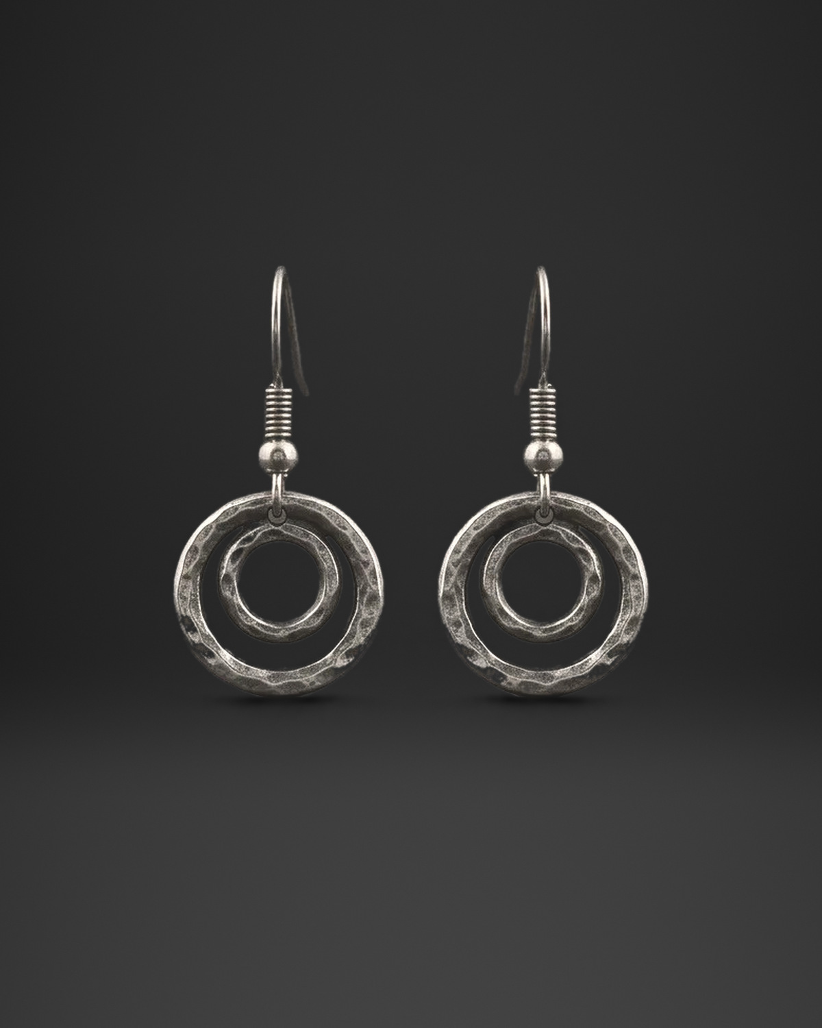 Double Hammered Ring Earrings