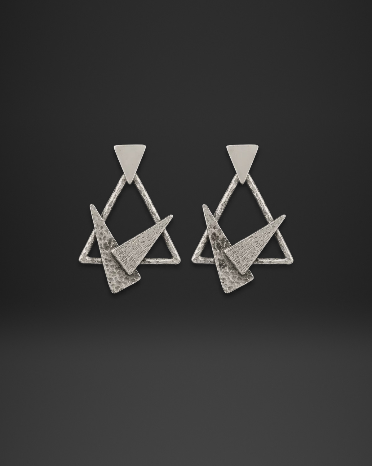 Hammered Shard Triangle Stud Earrings
