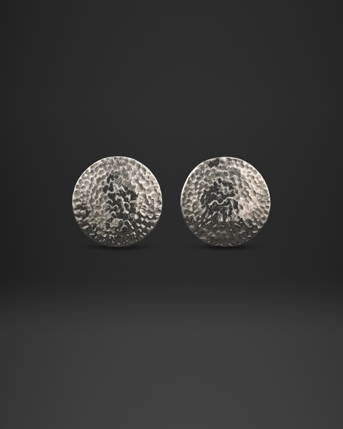 Hammered Round Button Clip-On Earrings