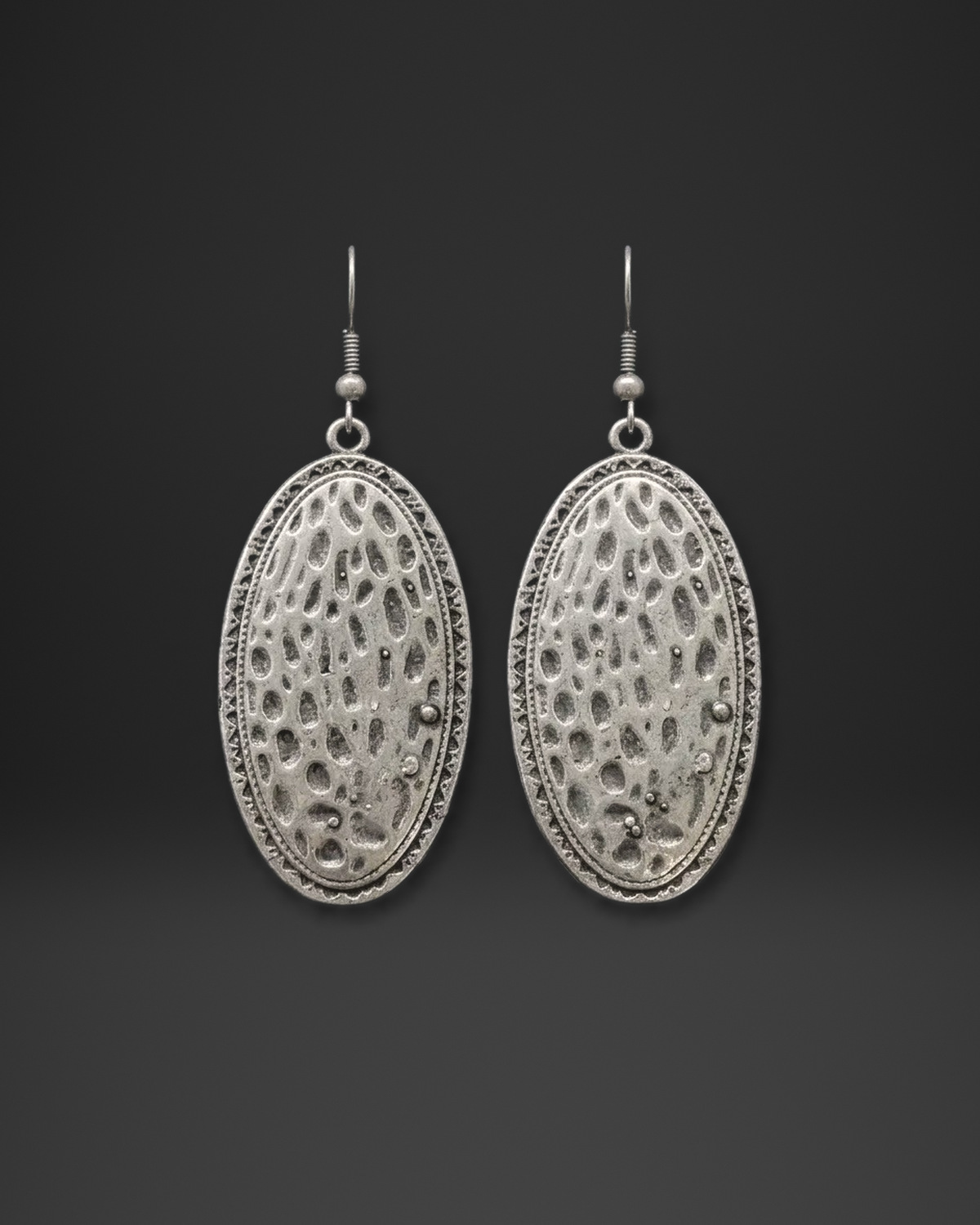 Dimpled Oval Shield Earrings