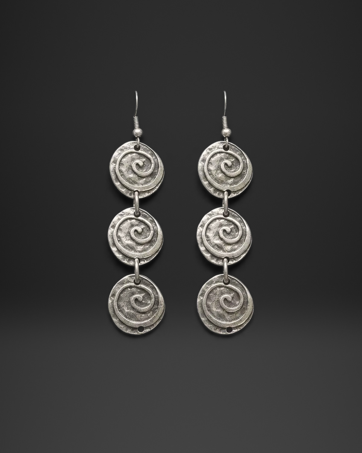 Triple Spiral Coin Earrings