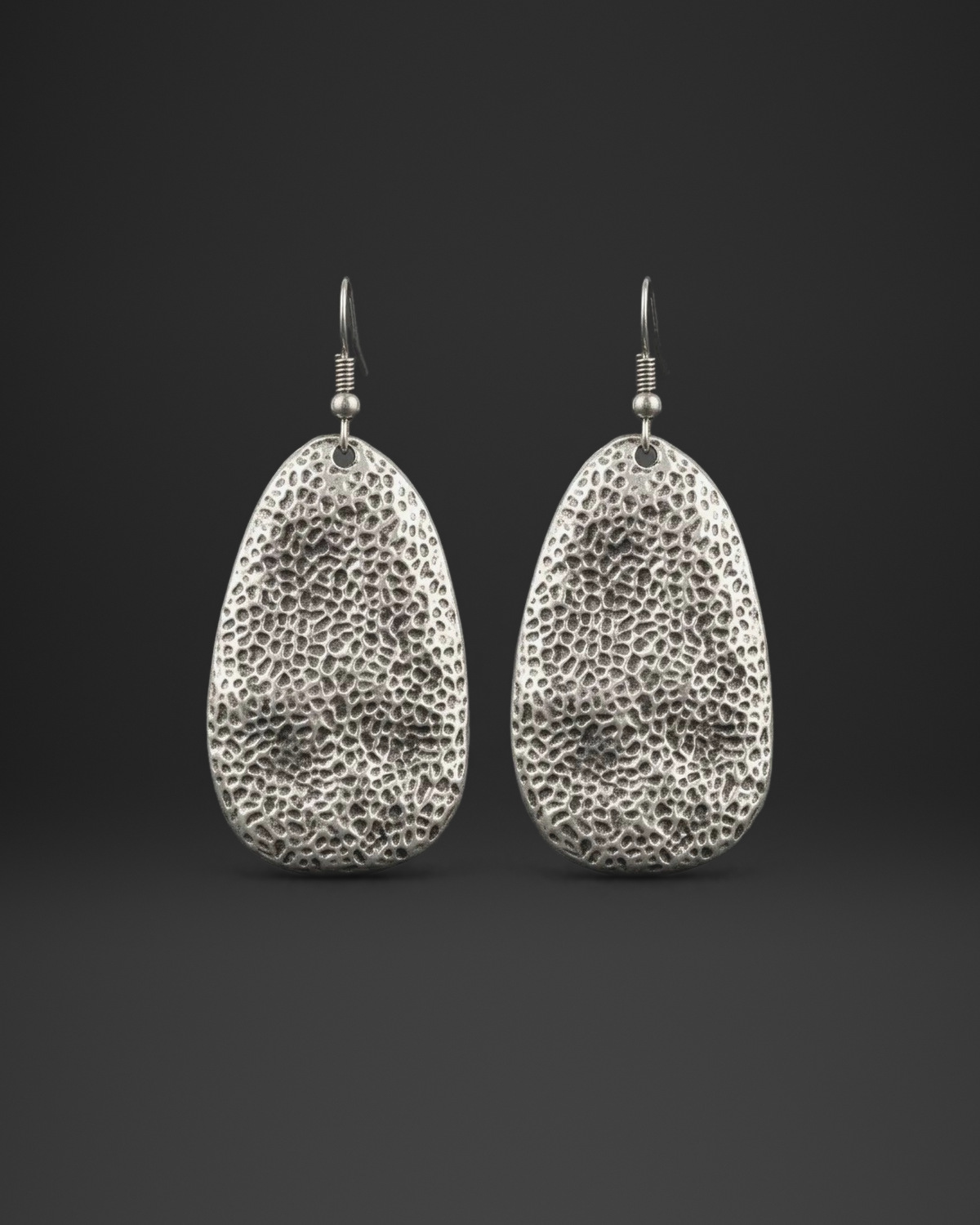Hammered Long Pebble Earrings