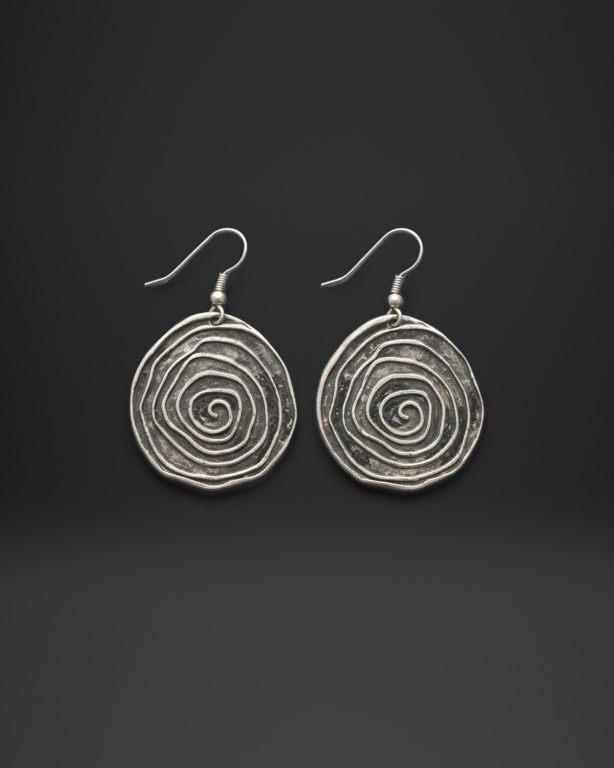 Rustic Wire Spiral Disc Earrings