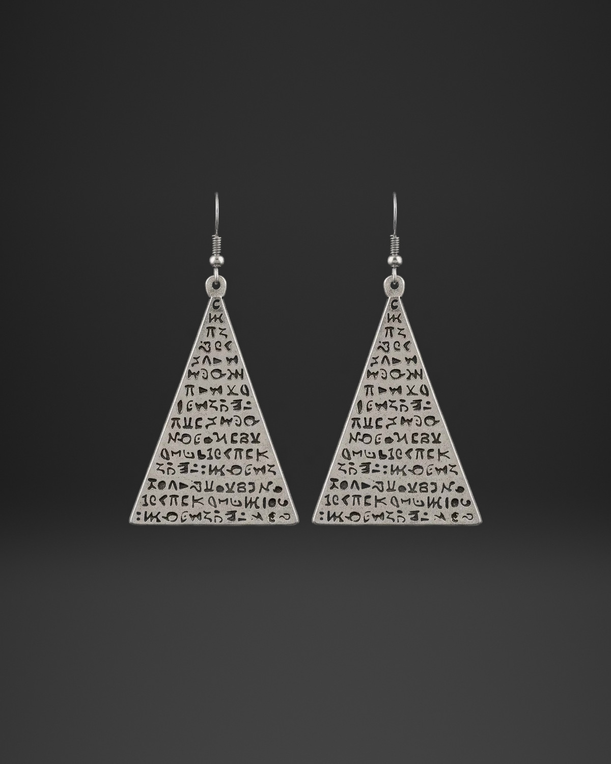Ancient Script Triangle Earrings