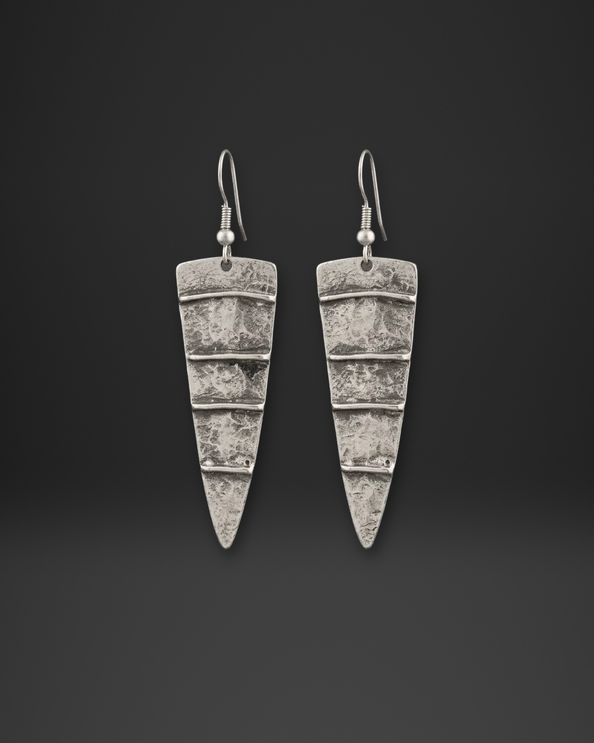Banded Hammered Spike Earrings