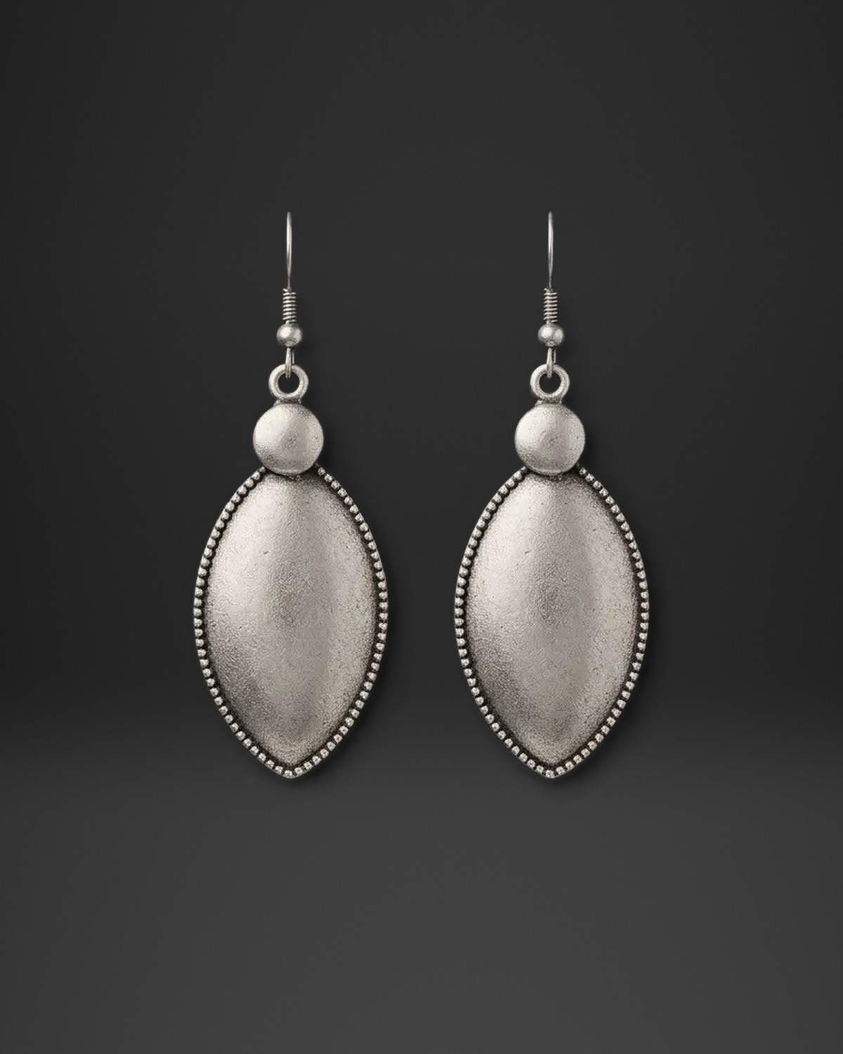 Dotted Bezel Marquise Ball Earrings