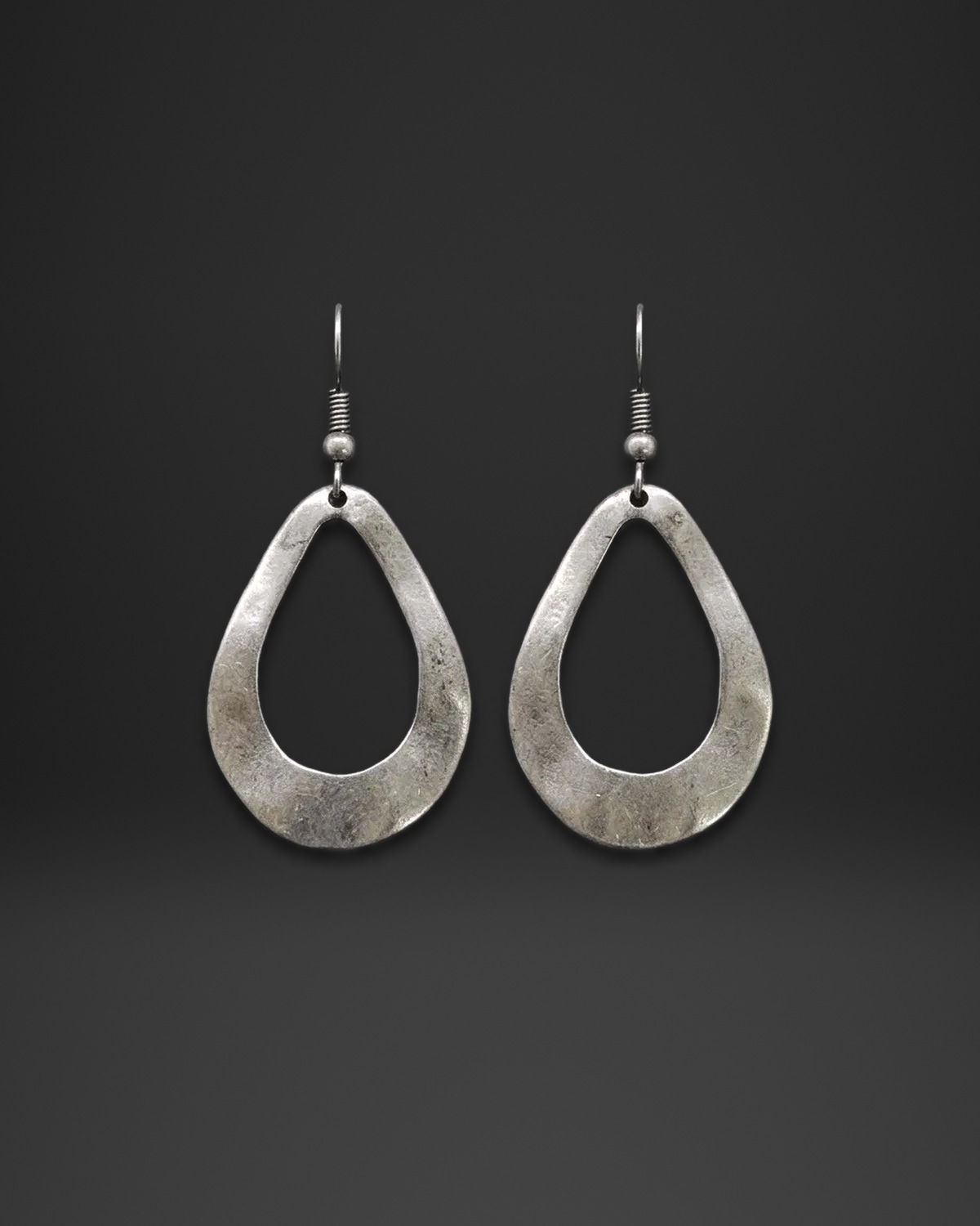 Hammered Open Teardrop Earrings