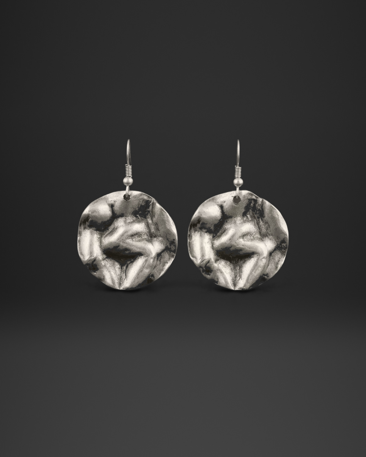 Crumpled Round Disc Earrings