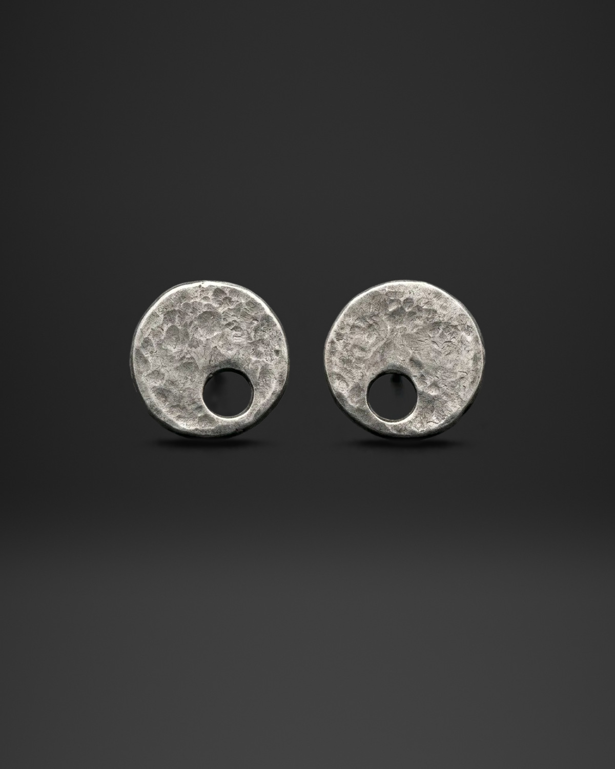 Hammered Disc Window Stud Earrings