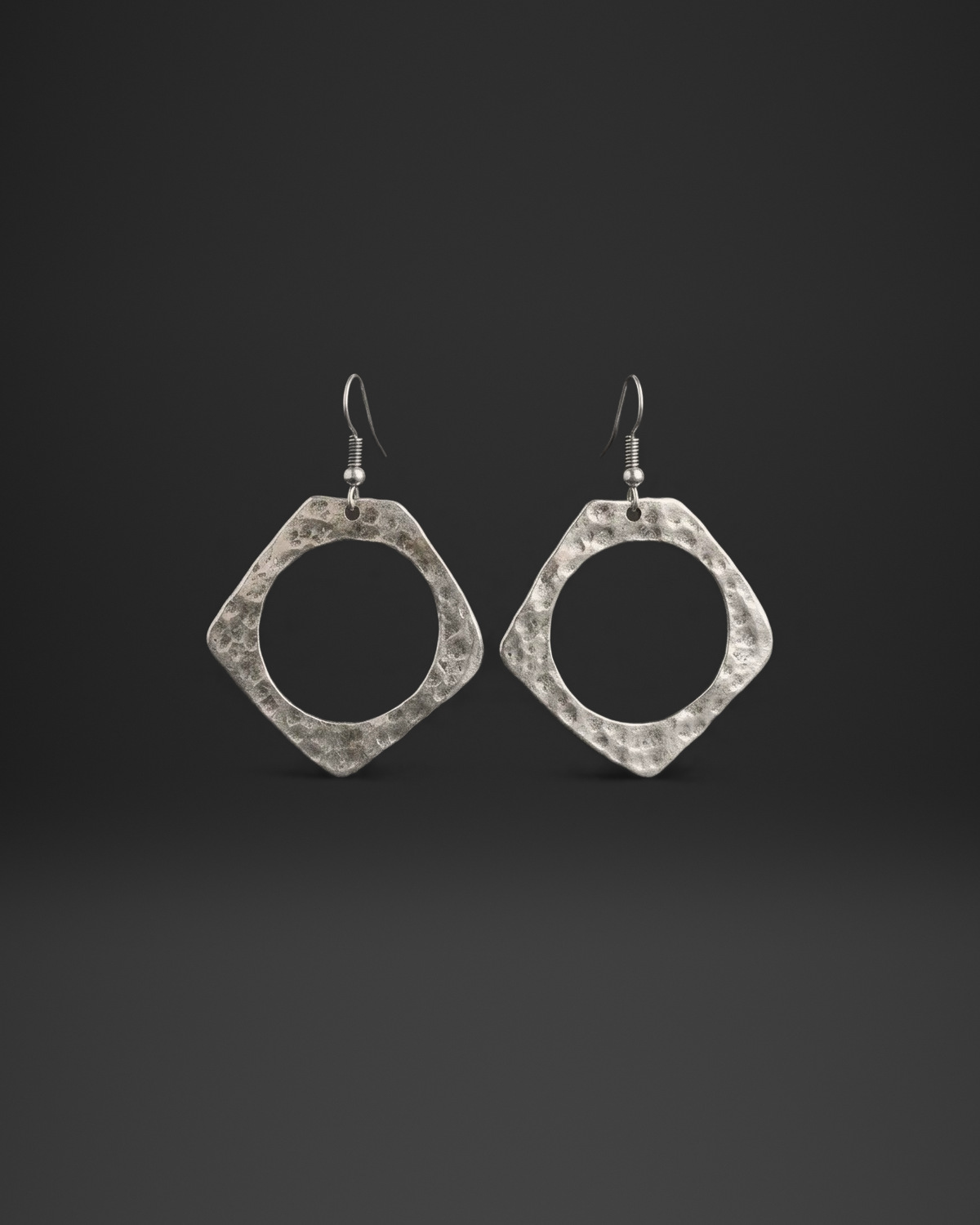 Hammered Pentagon Hoop Earrings