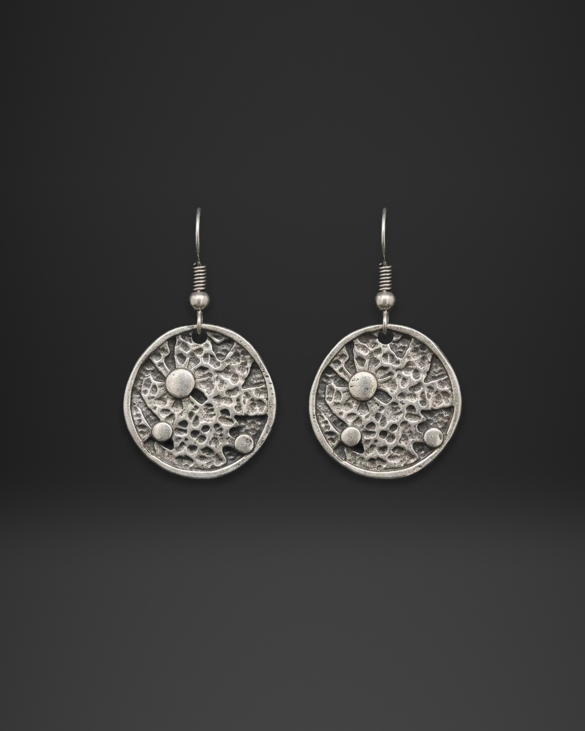 Map Texture Disc Earrings