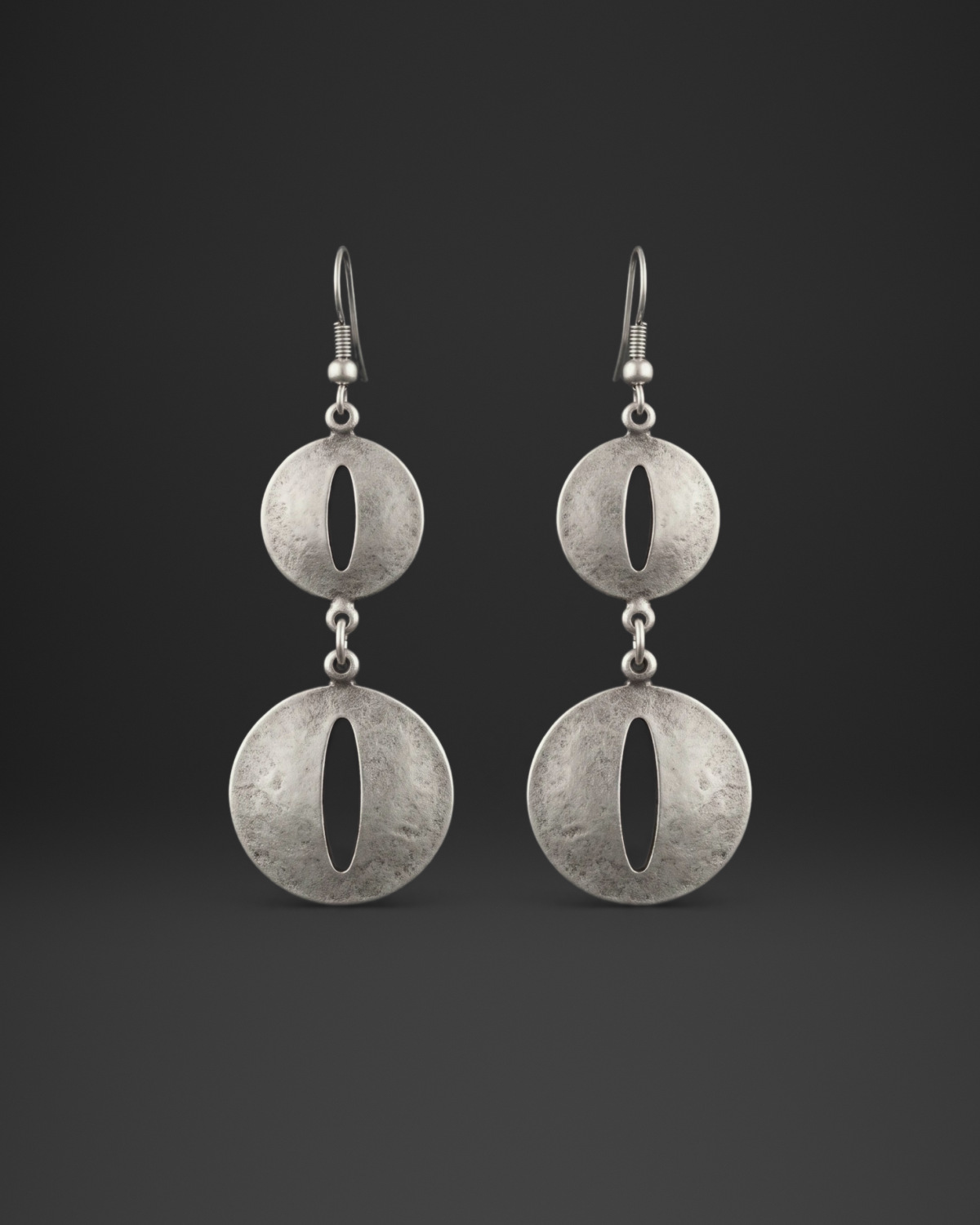 Cat Eye Double Disc Earrings