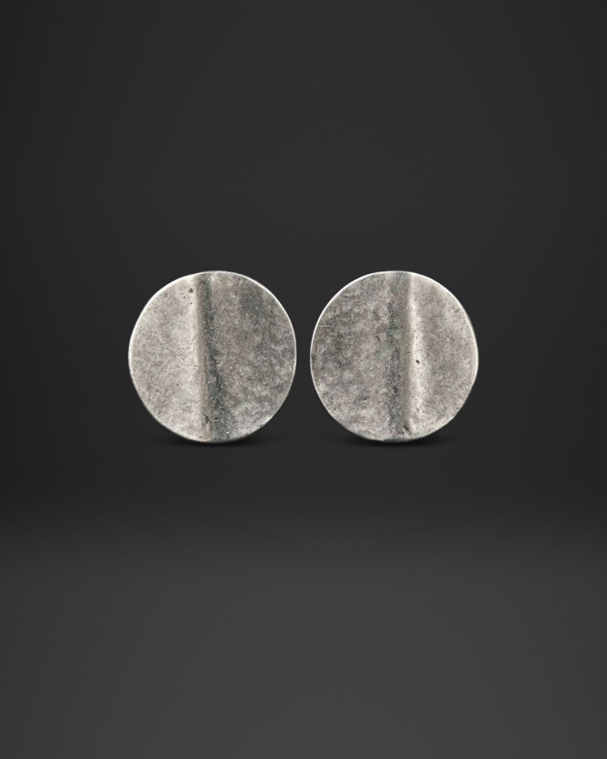 Seamed Round Disc Stud Earrings