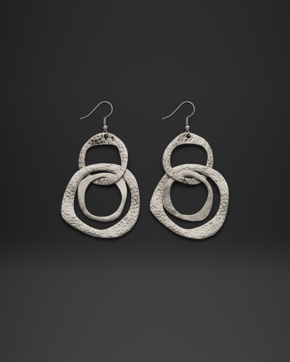 Hammered Interlocking Hoop Earrings