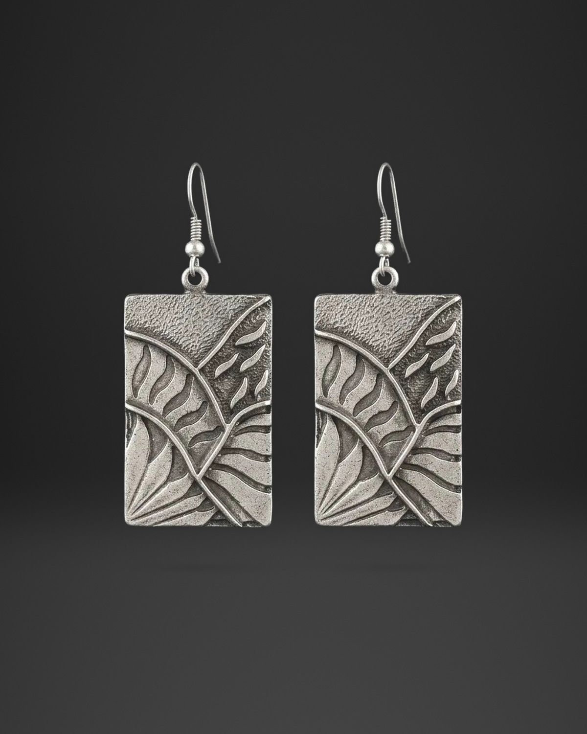 Sunburst Fern Relief Tile Earrings