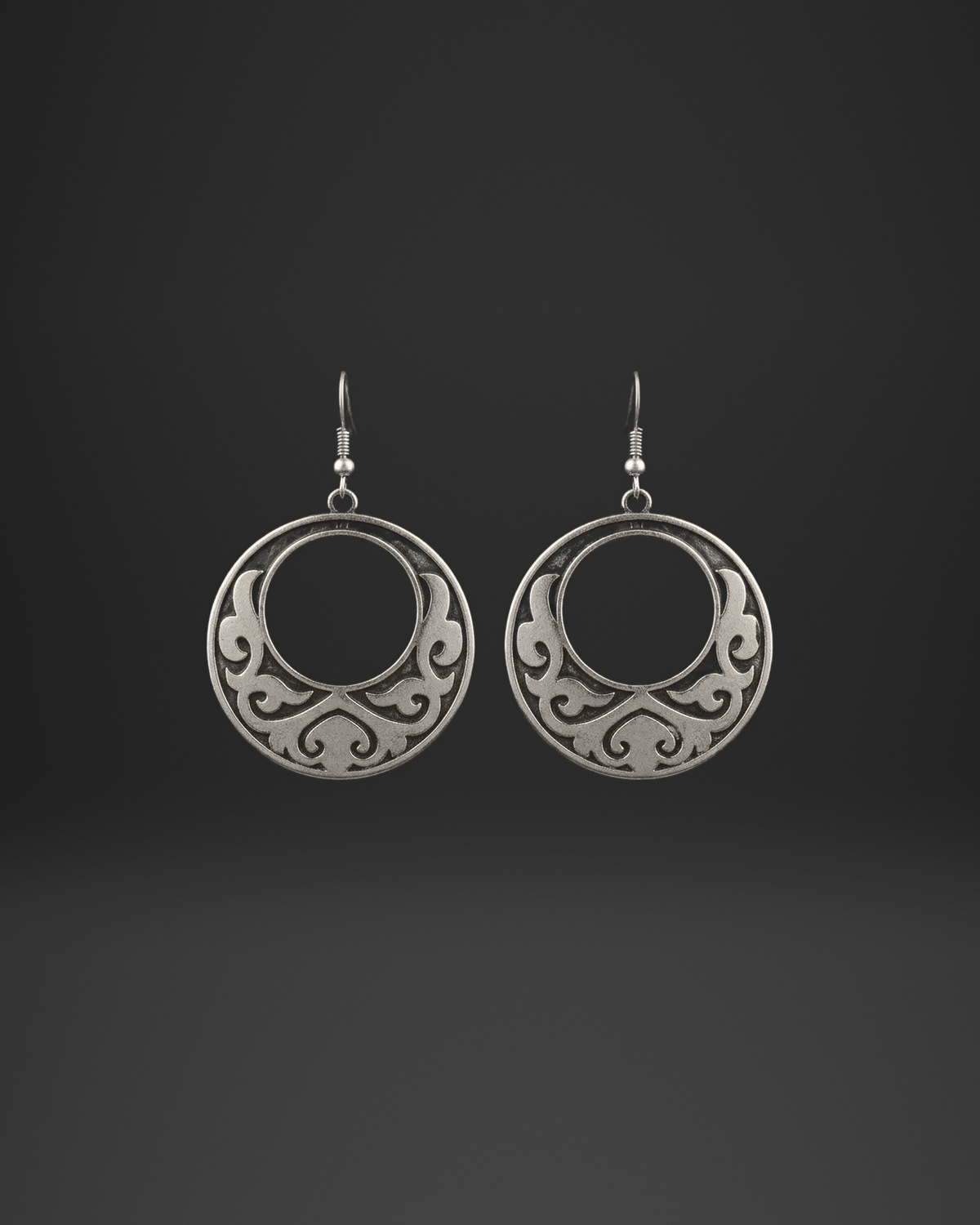 Scroll Crescent Ring Earrings