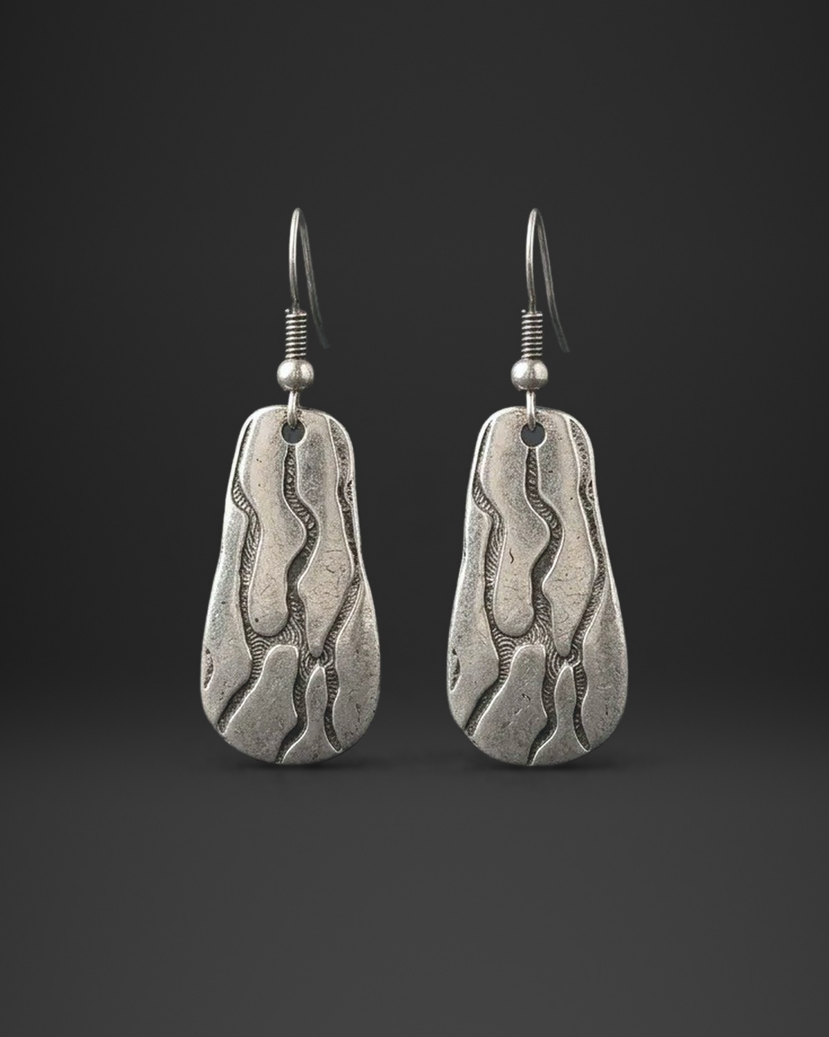 Wavy Line Relief Paddle Earrings