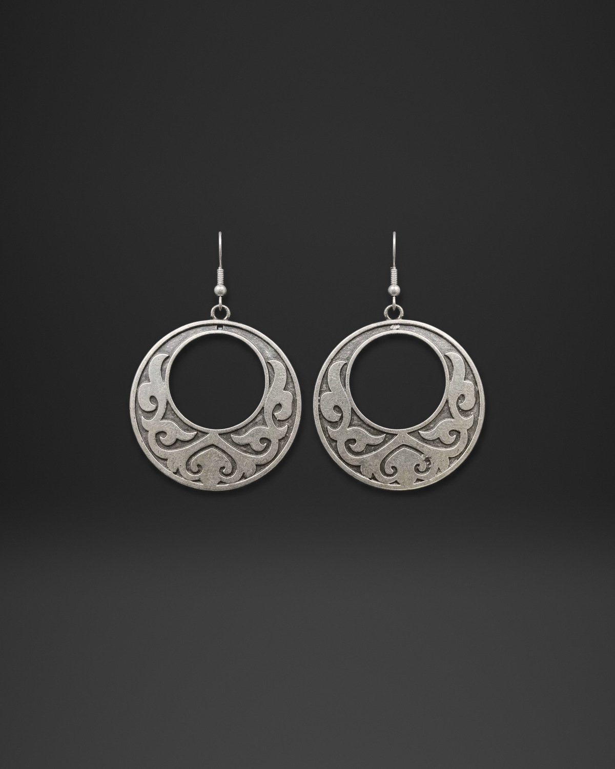 Scroll Engraved Donut Earrings