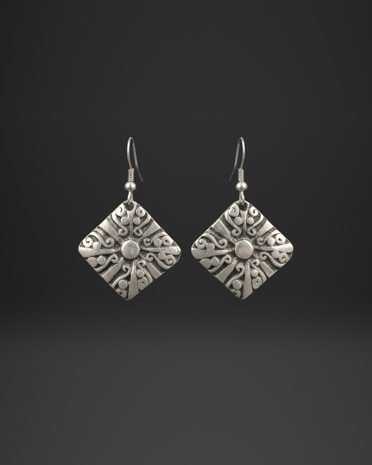 Ornate Scroll Diamond Earrings