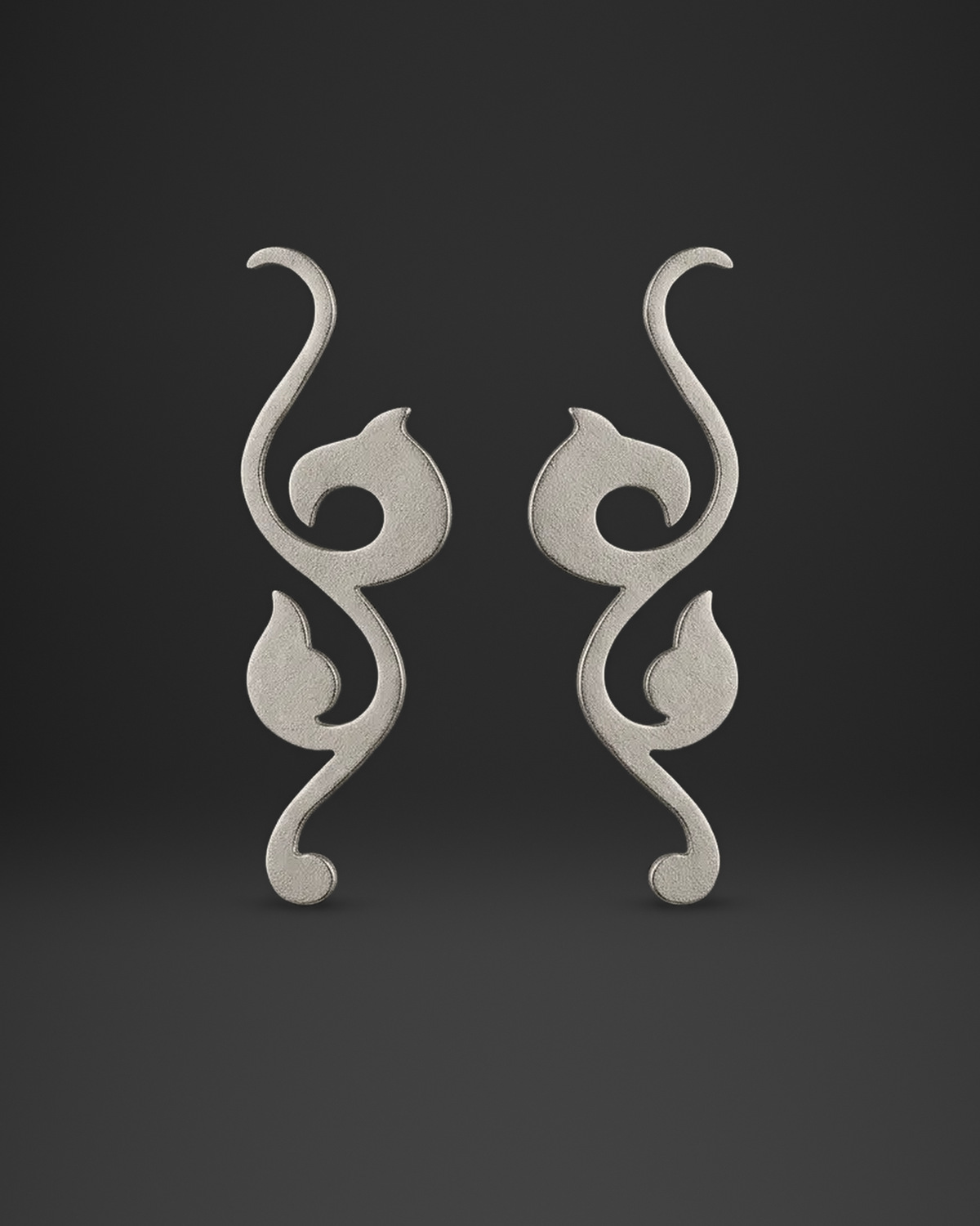 Flame Scroll Long Earrings