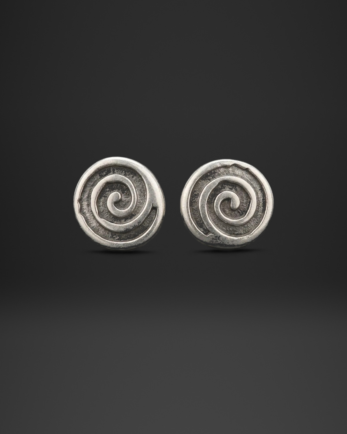 Rimmed Coil Spiral Stud Earrings
