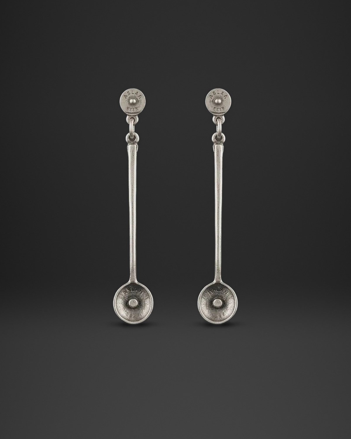 Long Spoon Drop Stud Earrings