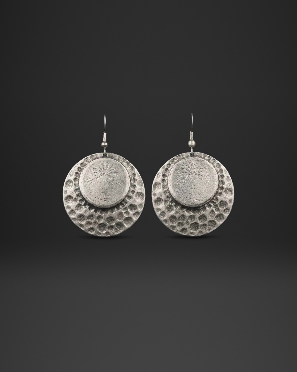 Palm Tree Dome Disc Earrings