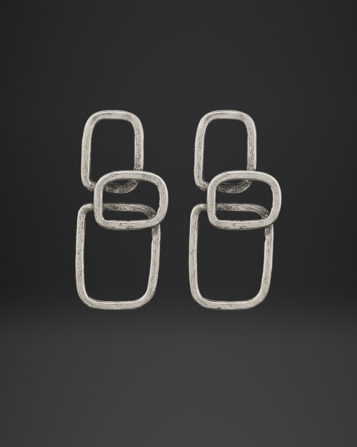 Linked Rounded Square Stud Earrings