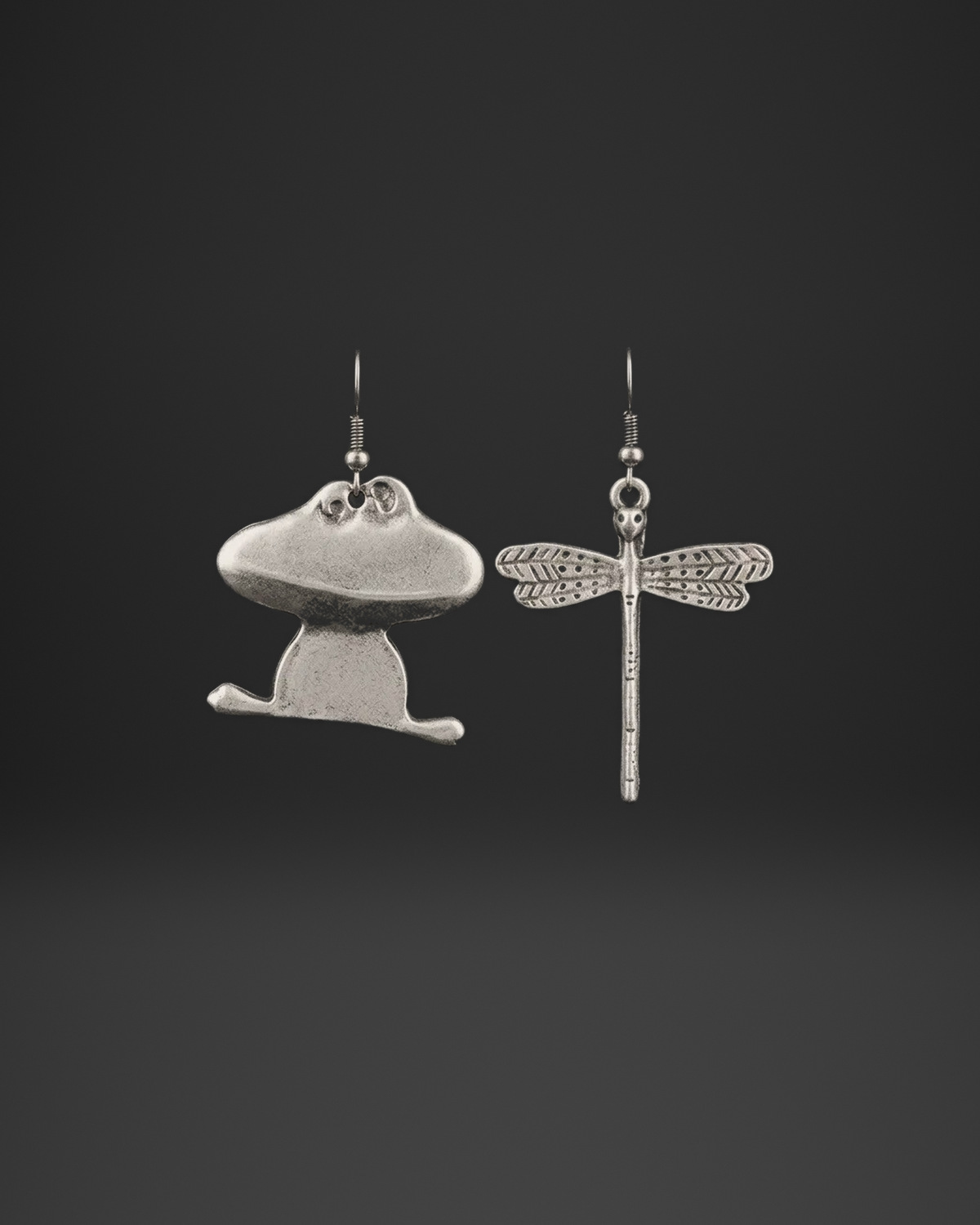 Frog and Dragonfly Earrings