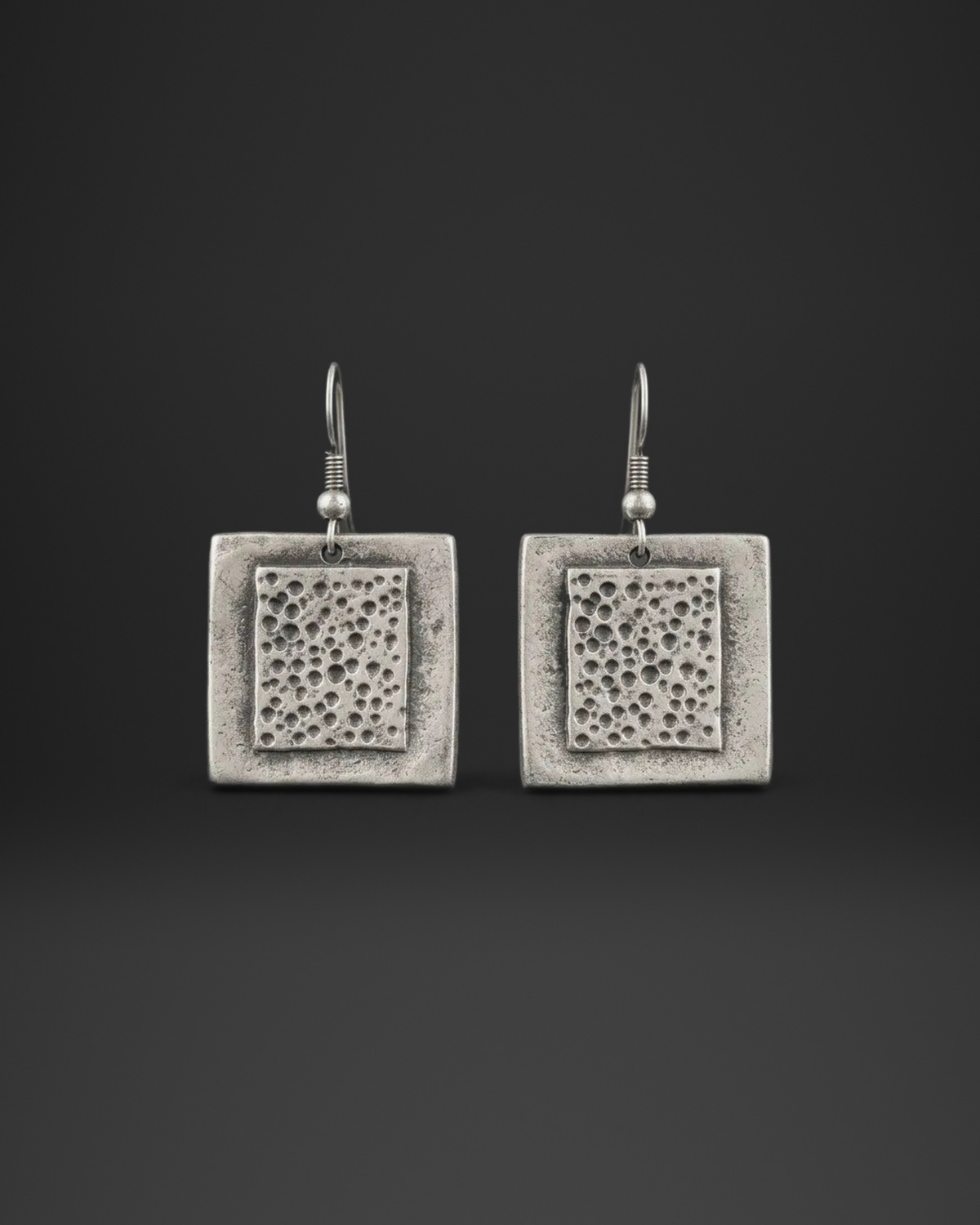 Dotted Panel Square Earrings