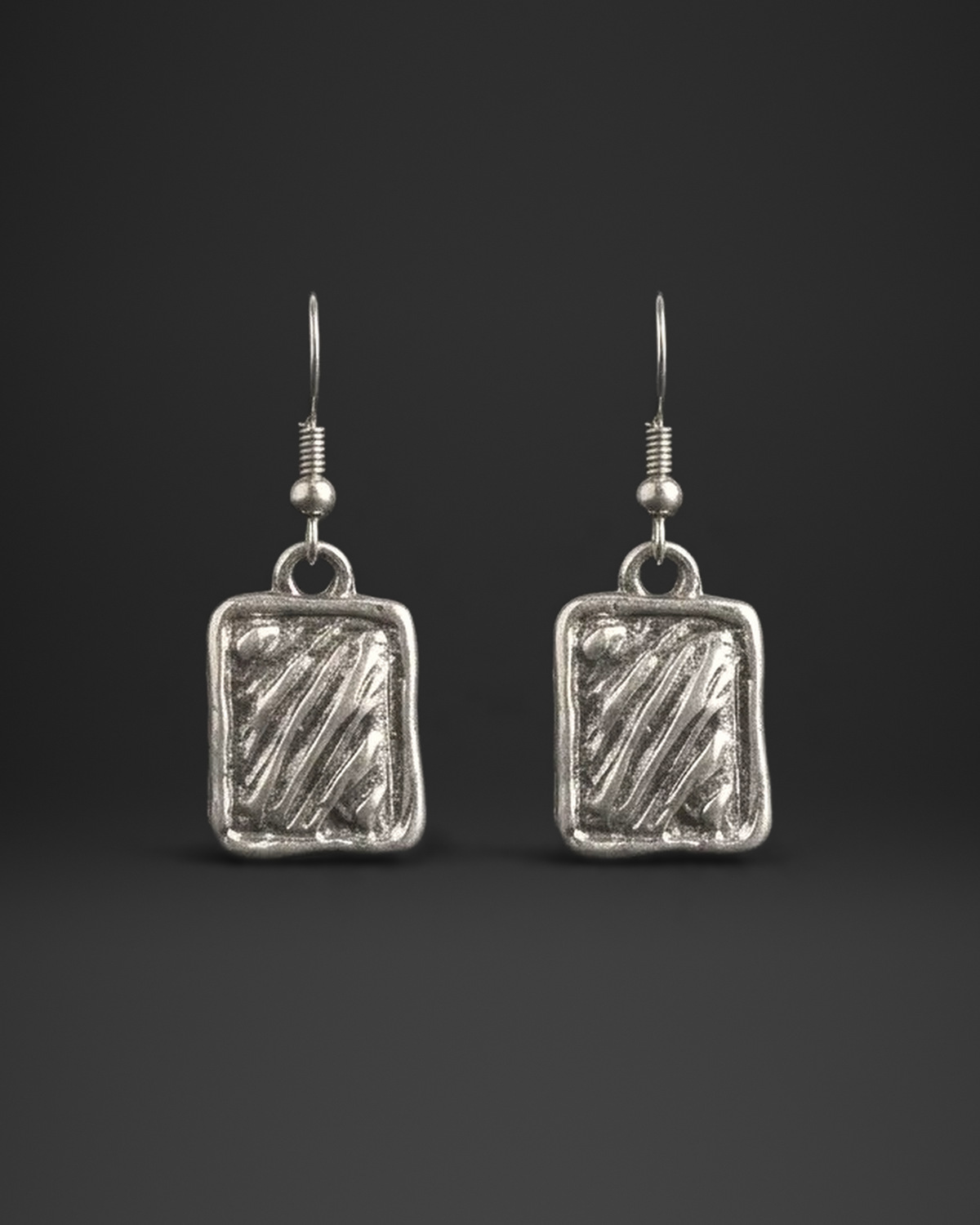 Diagonal Stripe Square Frame Earrings
