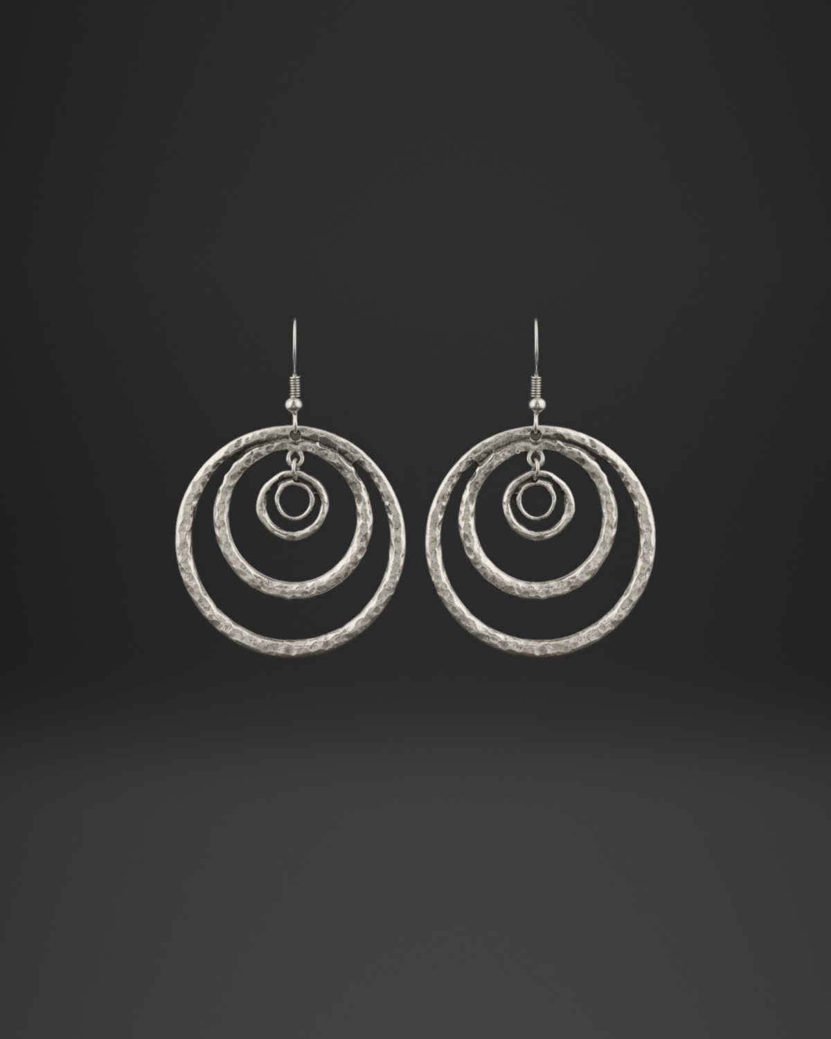 Nested Hammered Hoop Earrings
