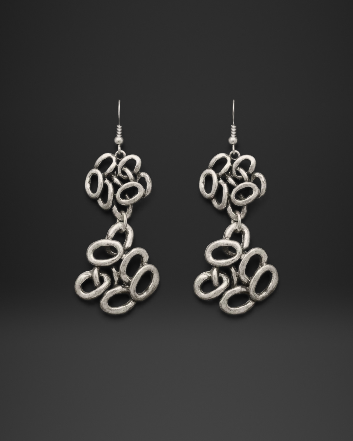 Oval Link Cluster Earrings