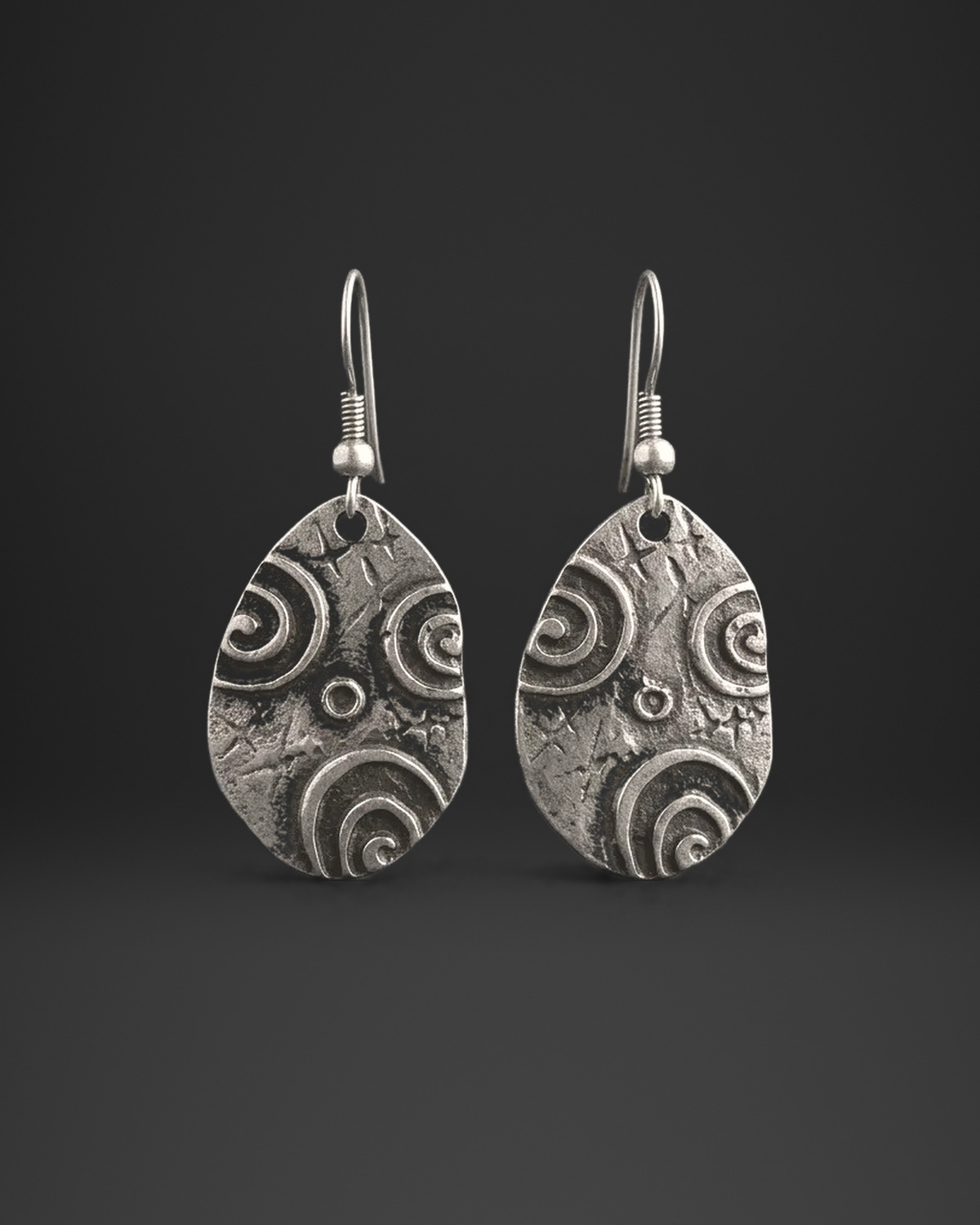 Spiral Relief Teardrop Earrings